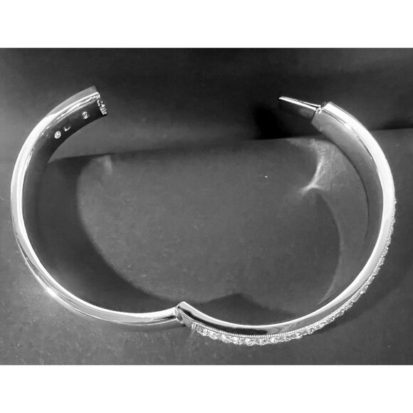 Napoli Womens Rhinestone Bangle Bracelet 2.5" Hinged Statement Holiday glitter - Picture 3 of 11